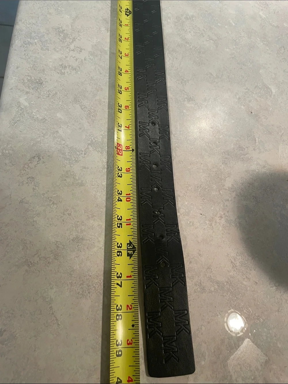 New Michael Kors Black Embossed MK Leather Belt with Gold-Tone Buckle